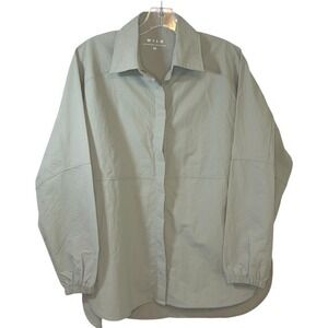 Wilo Button Up Shirt Womens Sage Green‎ Oversized Utility Techwear Streetwear XS